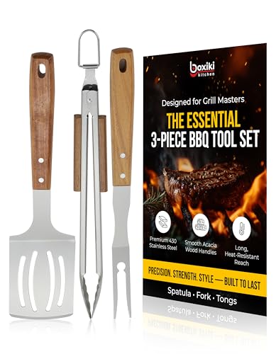Professional Acacia Wood BBQ Tool Set (Acacia Brown)
