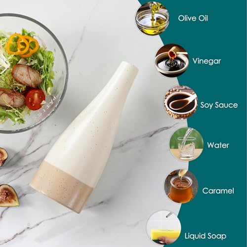 16 Oz Ceramic Olive Oil Dispenser Bottle (16 Ounces / Cream)