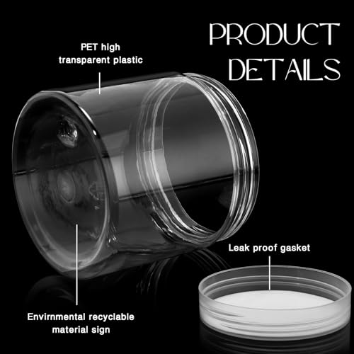 6 Pack 10 oz Plastic Jars Containers with Lids Wide (6 Count)