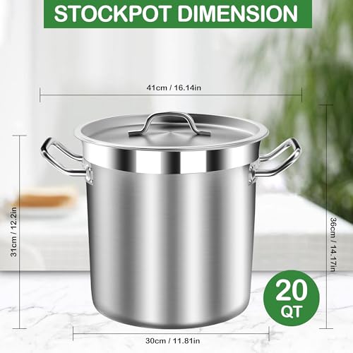 Stock Pot 20 Quart with Lid (20 Quarts)