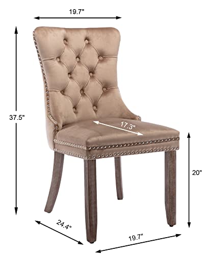 Khaki Velvet Dining Chairs Set of 4 (Khiki)