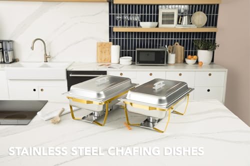 4 Pack 8QT Chafing Dish Full Set (4 Pack - Gold Frame)