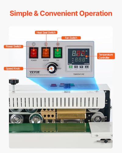 Continuous Bag Band Sealing Machine FR900K Band Sealer Machine with Digital Temperature Control Horizontal Bag Sealer for 0.02