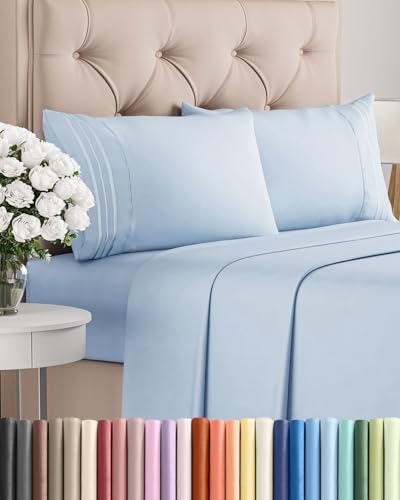 Cal King Size 4 Piece Sheet Set (24 - Sky Blue / California King)