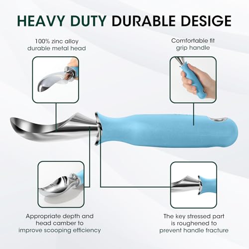 Premium Heavy Duty Ice Cream Scoop with Ergonomic Grip Handle