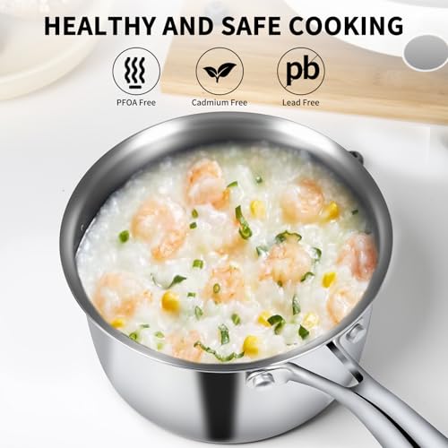 3 Ply Stainless Steel Sauce Pan Set with Lids (1 + 2 + 3 Quarts)