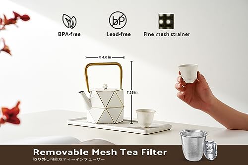 Cast Iron Teapot (30 oz / White Diamond)