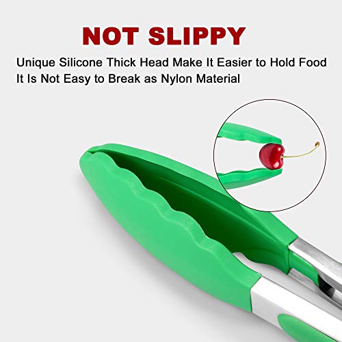 2 Pack Silicone Kitchen Tongs (Dark Green)