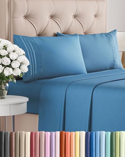 Queen Size 4 Piece Sheet Set (20 - Denim Blue / Queen)