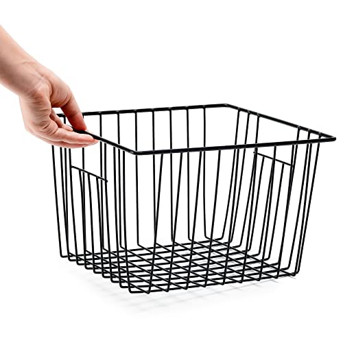 Freezer Storage Baskets (Black / 11"L x 10"W x 7"H)