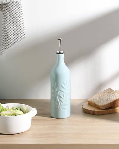 Sweejar Large Ceramic Olive Oil Dispenser Bottle (Light Blue / 24 oz, Set of 1)