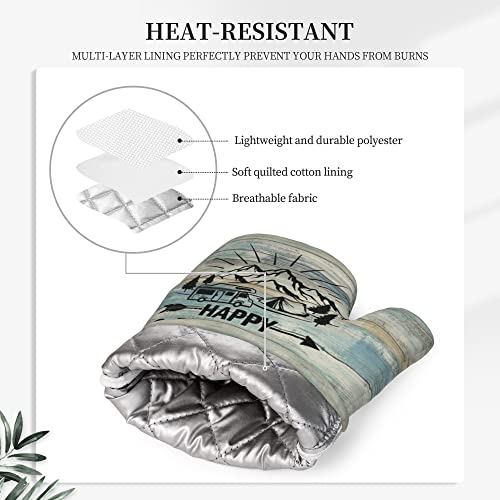 Happy Camper Oven Mitts and Pot Holders Sets of 4 (One Size / Silicone Camper)