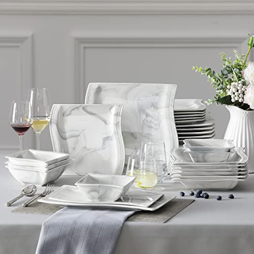 26 Piece Marble Grey Square Dinnerware Sets (26 Piece(Service for 6) / Marble Grey)