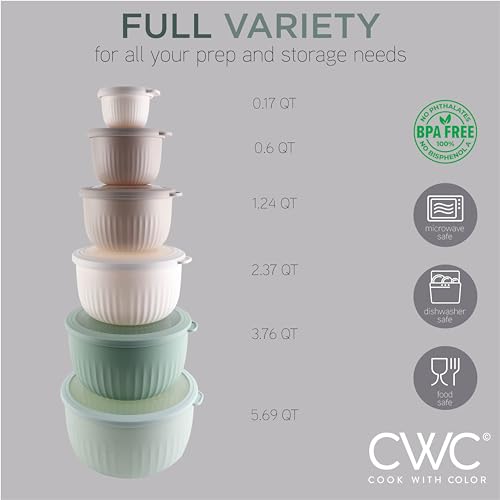 Prep Bowls with Lids (Mint / 12 Piece Set - Deep Bowls)