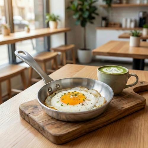 Round Silver Stainless Steel Mini Frying Pan (Stainless Steel / Frying Pan)