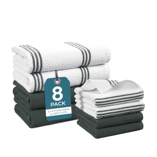 Kitchen Towel Set 8 Pc (Terry - Grey / Kitchen Towel Set - 8 Pack)
