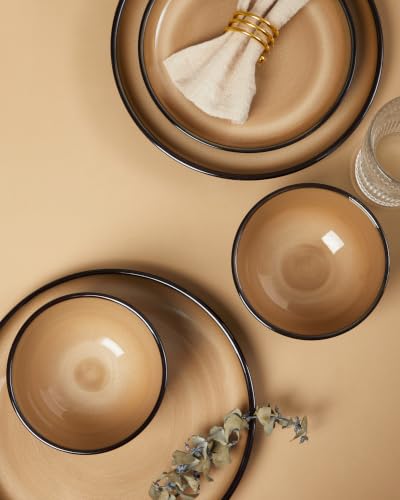 Stoneware Dinnerware Sets for 4 (Mocha Brown / Set (12pcs))