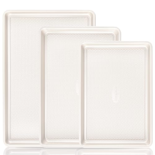 3 Pack Nonstick Ceramic Baking Sheet Pan Set for Oven (Ceramic Cream(0.8mm Aluminized Steel & Ceramic Coating))