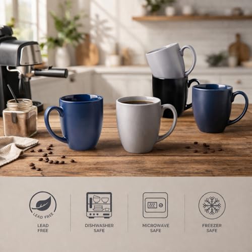 16 oz Coffee Mugs Set of 6 (Multi-Color3)