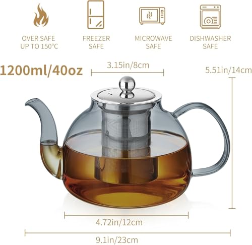Glass Teapot with Infuser (Ink / 40OZ)