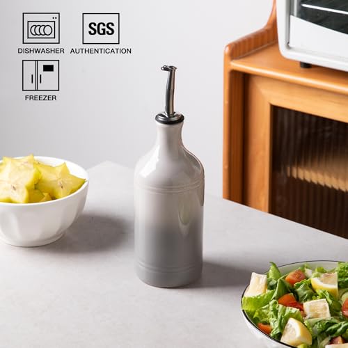 Sweejar Ceramic Olive Oil Dispenser Bottle (15.5 oz, Set of 1 / Gradient Fog Gray)