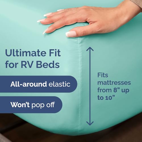Short Queen Size 4 Piece Bed Sheet Set (22 - Spa Blue / Short Queen)