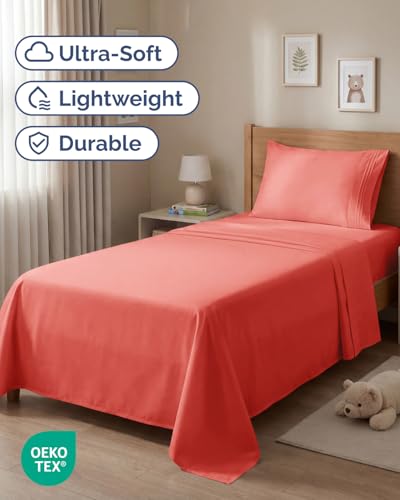 Twin Size 3 Piece Sheet Set (28 - Coral / Twin)