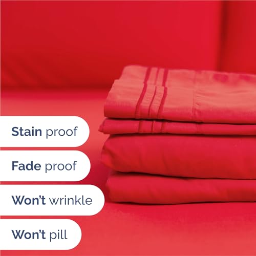 King Size 4 Piece Sheet Set (27 - Red / King)