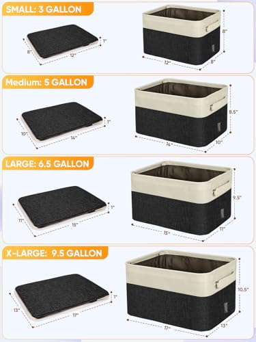 4 Pack Fabric Closet Storage Bins for Shelves (Black / 4PCS/Small-12x8x8)