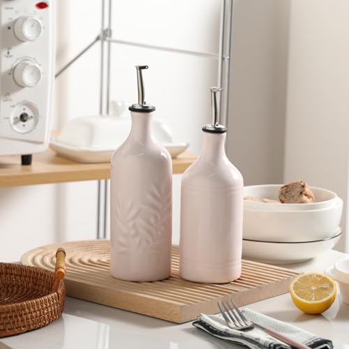 Sweejar Ceramic Olive Oil Dispenser Bottle (Rose Quartz / 20 oz, Set of 1)