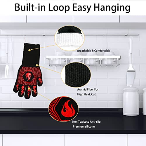 BBQ Gloves 1472F Heat Resistant Non (Red)