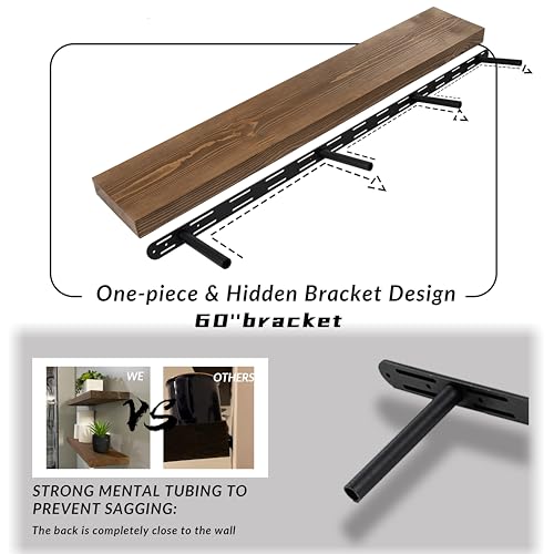 Walnut Floating Shelves 60 inch Long for Wall (Black Walnut / 60'' x 8''x 2''(set of 1）)