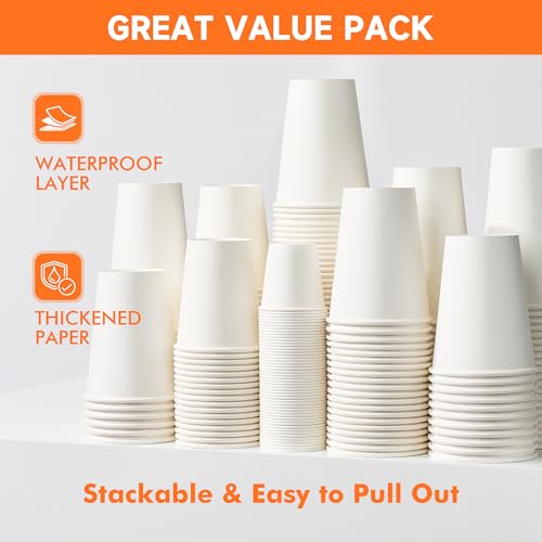 50 Pack 16 oz Disposable Coffee Cups with Lids and Sleeves (White / 16 oz)