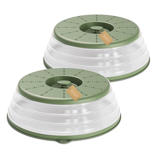 Microwave Splatter Cover Vented for Food with Hook Hole (2 packs-Green / M(11"x3.26")-Pack of 2)