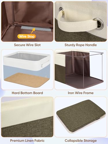 4 Pack Fabric Closet Storage Bins for Shelves (Brown / 4PCS/X-Large-17x13x10.5)