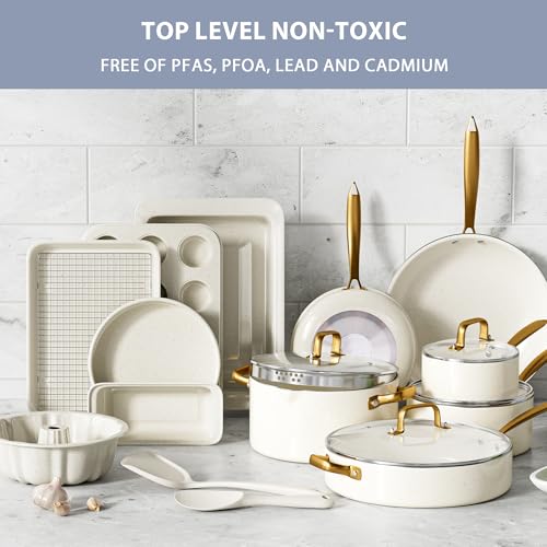 Pots and Pans Set Nonstick Granite Cookware Bakeware Set