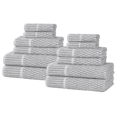 Juno Viscose Cotton Blend Medium Weight Towels (12 Piece Towel Set / Charcoal)