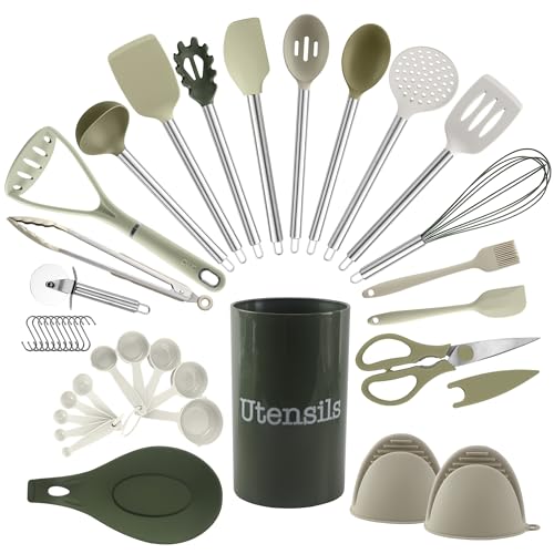 Silicone Cooking Utensils (Green / 38 Piece)