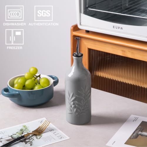 Sweejar Ceramic Olive Oil Dispenser Bottle (Dark Gray / 20 oz, Set of 1)