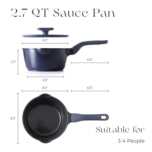 Ceramic Nonstick Saucepan with Lid (2.7 Quarts / Blueberry Mist)
