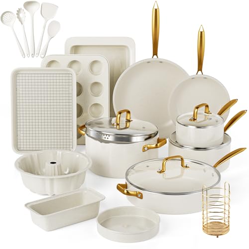 Pots and Pans Set Nonstick Granite Cookware Bakeware Set