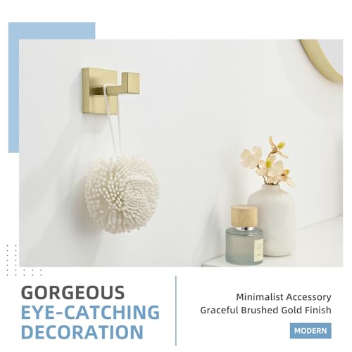 Bathroom Towel Hook for Wall (1 Pack / Brushed Gold)