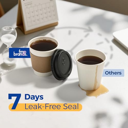 100 Pack 10 oz Disposable Coffee Cups with Lids (10 oz)