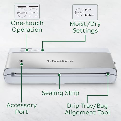 Compact Vacuum Sealer Machine with Airtight Bags and Roll (White)