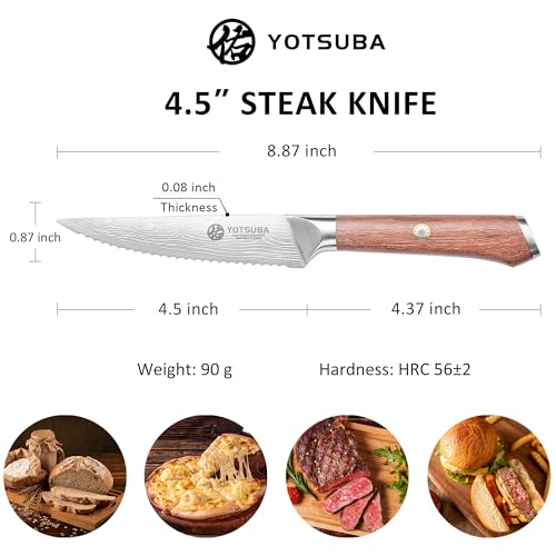 Steak Knives Set of 6 with Full Tang Rosewood Handle (6 PCS Steak Knife Set)