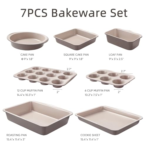 7 Piece Baking Pans Set (Gray & Khaki 7-Piece)