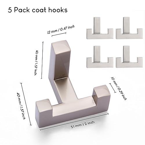 5 Pack Heavy Duty Coat Hook (Chrome)
