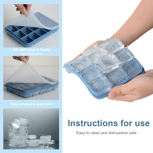 Silicone Ice Cube Trays with Removable Lid (3 Count)