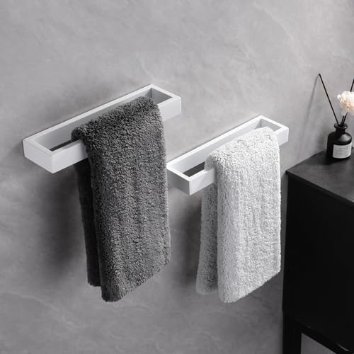Bath Towel Holder Stainless Steel Towel Hanger Wall Mount Towel Ring for Bathroom 2 Pack (White)