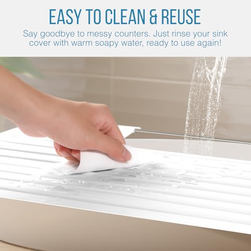 Bathroom Sink Cover & Silicone Makeup Mat (White / Large)